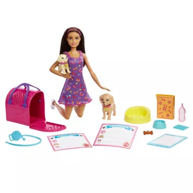 Barbie. Lalka Adopcja piesk�w. Zestaw + lalka Mattel