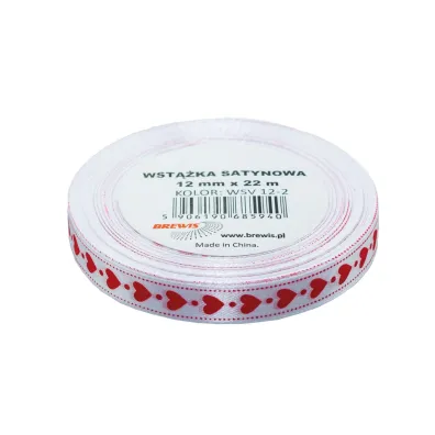 Brewis Wst��ka satynowa serca bia�a 12mm x 22m