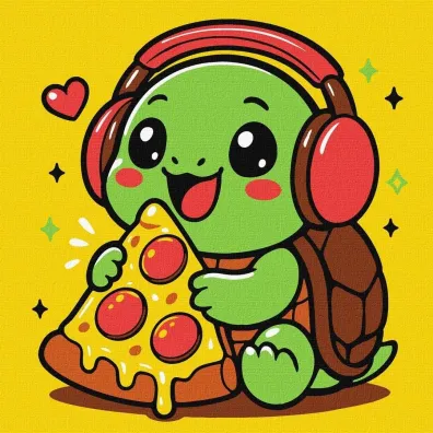 Ideyka Malowanie po numerach - ��wik i pizza 25x25cm