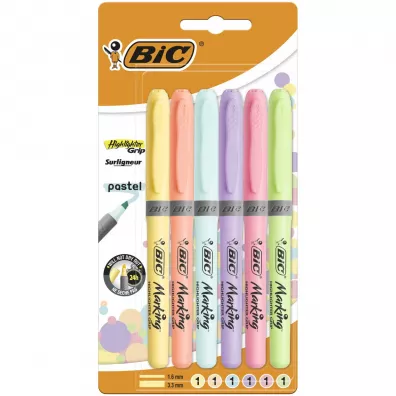 Bic Zakrelacz Highlighter Grip Pastel 6 szt.