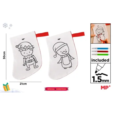 Skarpeta �wi�teczna do malowania z flamastrami Elf i Pingwin 1szt.mix Mp Main Paper