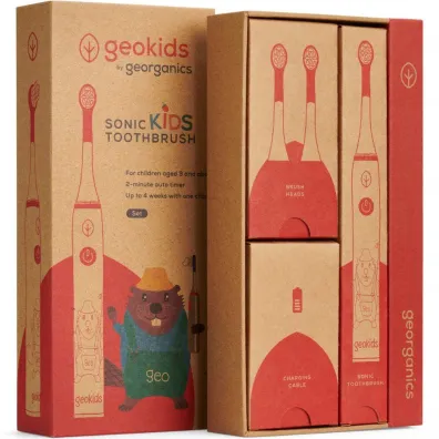 Georganics GeoKids, Zestaw Elektrycznej Szczoteczki Sonicznej dla Dzieci, 3+ Georganics GeoKids, Zestaw Elektrycznej Szczoteczki Sonicznej dla Dzieci, 3+