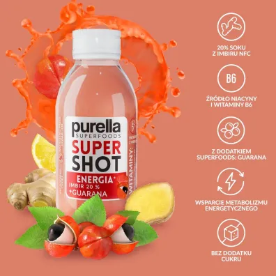 Purella Super Shot Energia imbir + guarana zestaw 8 x 100 ml