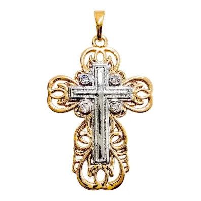 Wisiorek Krzy�yk Srebrno-Z�oty 23x16mm
