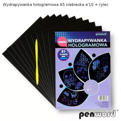 Wydrapywanka hologramowa A5 niebieska Polsirhurt