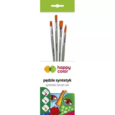 Happy Color Zestaw pdzli syntetycznych mieszane A 4 szt.
