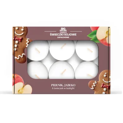 Big Nature �wieczki sojowa zapachowa tealight PIERNIK-JAB�KO 6 szt.