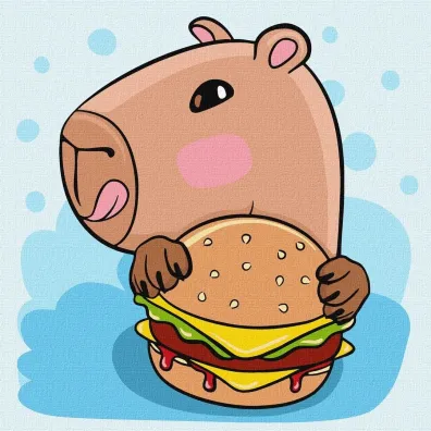 Malowanie po numerach - Kapibara i burger Kids Ideyka