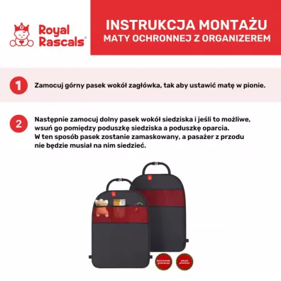 Royal Rascals Mata ochronna do samochodu z organizerem, zestaw czarny