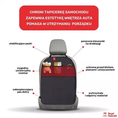 Royal Rascals Mata ochronna do samochodu z organizerem, zestaw czarny