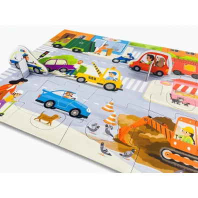 Puzzle Pojazdy + figurki Pierwsze puzzle Kapitan Nauka Edgard