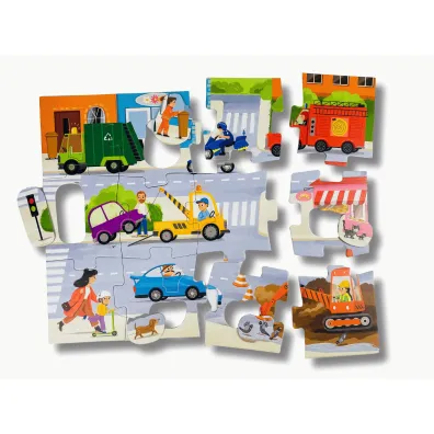 Puzzle Pojazdy + figurki Pierwsze puzzle Kapitan Nauka Edgard