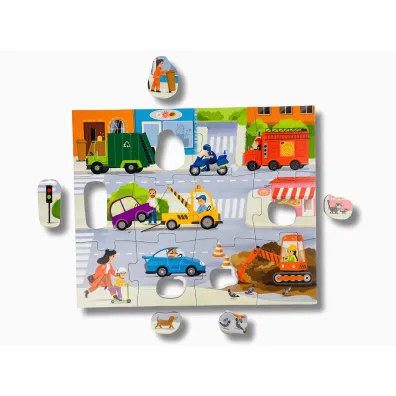 Puzzle Pojazdy + figurki Pierwsze puzzle Kapitan Nauka Edgard