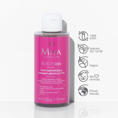 Miya Cosmetics BEAUTY.lab Tonik rozwietlajcy z kwasem glikolowym 5% 150 ml