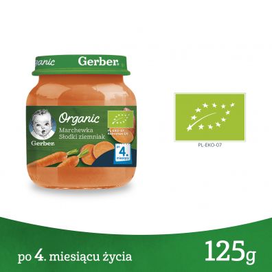 Gerber Organic Obiadek marchewka sodki ziemniak dla niemowlt po 4 miesicu 125 g Bio