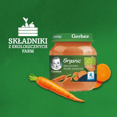 Gerber Organic Obiadek marchewka sodki ziemniak dla niemowlt po 4 miesicu 125 g Bio