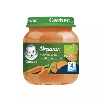 Gerber Organic Obiadek marchewka sodki ziemniak dla niemowlt po 4 miesicu 125 g Bio