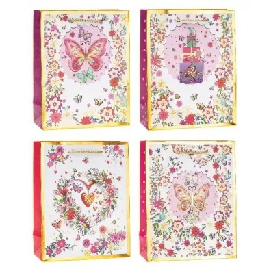 Torebka ozdobna 26x32x10 mix ROZETTE
