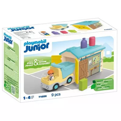 Playmobil Junior Ci�ar�wka z gara�em z funkcj� sortera 71686