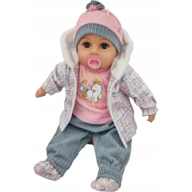 Lalka bobas m�wi i �piewa smoczek + butelka 45cm MarioToys