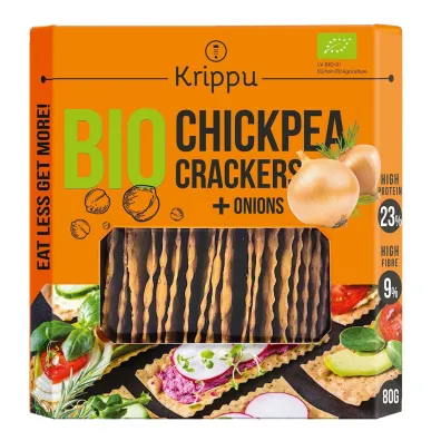 Krippu Krakersy proteinowe z ciecierzycy z cebul� 80 g Bio