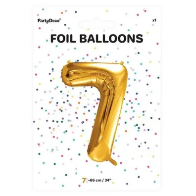 PartyDeco Balon foliowy 7 z�oty 86cm