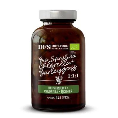 Diet-Food Spirulina Chlorella Trawa j�czmienna 400 mg Suplement diety 375 tab. Bio
