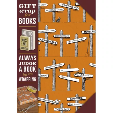 Gift wrap. Papier do ksiki. Novel signposts
