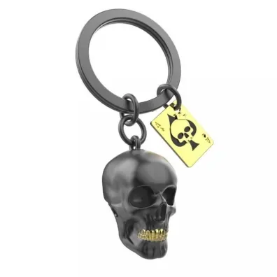 Metalmorphose Brelok do kluczy 3D czaszka z kart� do gry