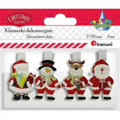Titanum Klamerki drewniane z dekorem 4 szt.