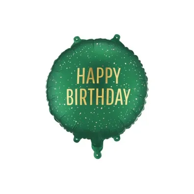 PartyDeco Balon foliowy pastylka Happy Birthday 35x35cm