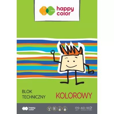 Blok techniczny kolorowy A3 Happy Color 170g 10 szt.