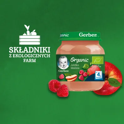 Gerber Organic Deserek jab�ko malina dla niemowl�t po 4 miesi�cu 125 g Bio