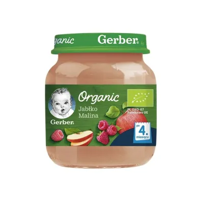 Gerber Organic Deserek jab�ko malina dla niemowl�t po 4 miesi�cu 125 g Bio