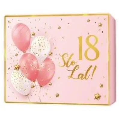 Pude�ko prezentowe 18 urodziny, r�owe (22,5x17,5x4cm)