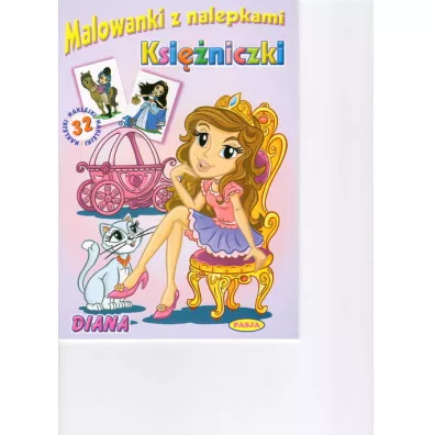 Malowanki z nalepkami. Ksi�niczki. Diana