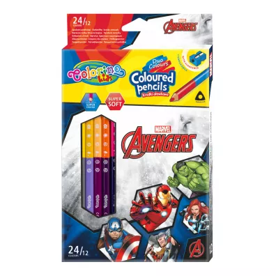Patio Kredki owkowe trjktne Colorino Kids + temperwka Avengers 24 kolorw 12 szt.