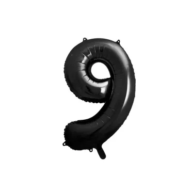 PartyDeco Balon foliowy cyfra 9 86cm czarny