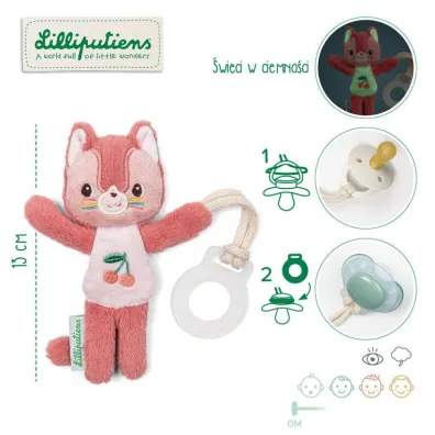 Lilliputiens Zawieszka do smoczka wiecca w ciemnoci Nocny mini przyjaciel Kotka Jeanne 0 m+