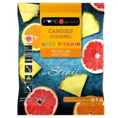 Pure&Good Cukierki multivitamin ze stewi� bez cukru 50 g