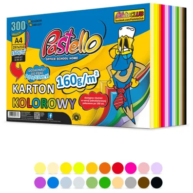 Alfa Pastello Karton kolorowy A4 160g 20 kolor�w 300 arkuszy