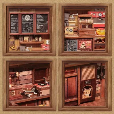 Puzzle Miniaturowy domek Book Nook Zapach kawy Habarri
