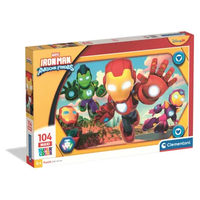 Puzzle 104 el. Maxi SuperColor. Iron Man and His Awesome friends Clementoni