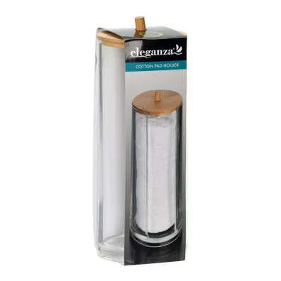 Bathroom Solutions Pojemnik na waciki z bambusow pokryw 19,5 cm
