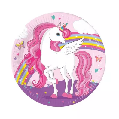 Procos Talerzyki papierowe Unicorn Rainbow 23cm 8 szt.