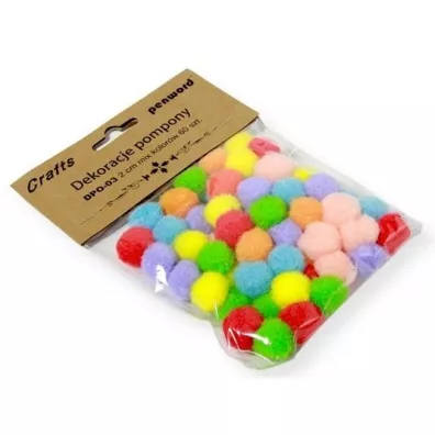 Penword Dekoracje pompony mix kolor�w 2cm