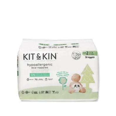 Kit and Kin Biodegradowalne pieluszki jednorazowe 2 midi (4-8 kg) Mouse/Panda 38 szt.