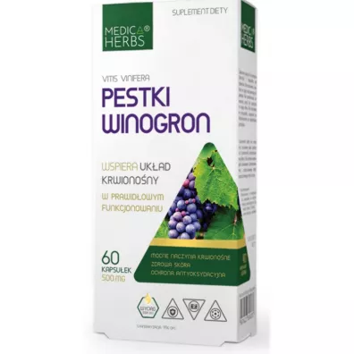 Medica Herbs Pestki Winogron vitis vinifera Suplement diety 60 kaps.