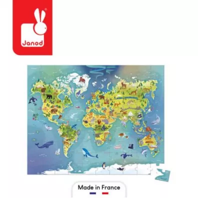 Puzzle w walizce Mapa wiata 6+ Janod