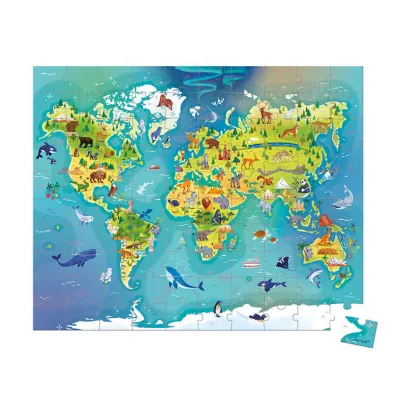 Puzzle w walizce Mapa wiata 6+ Janod